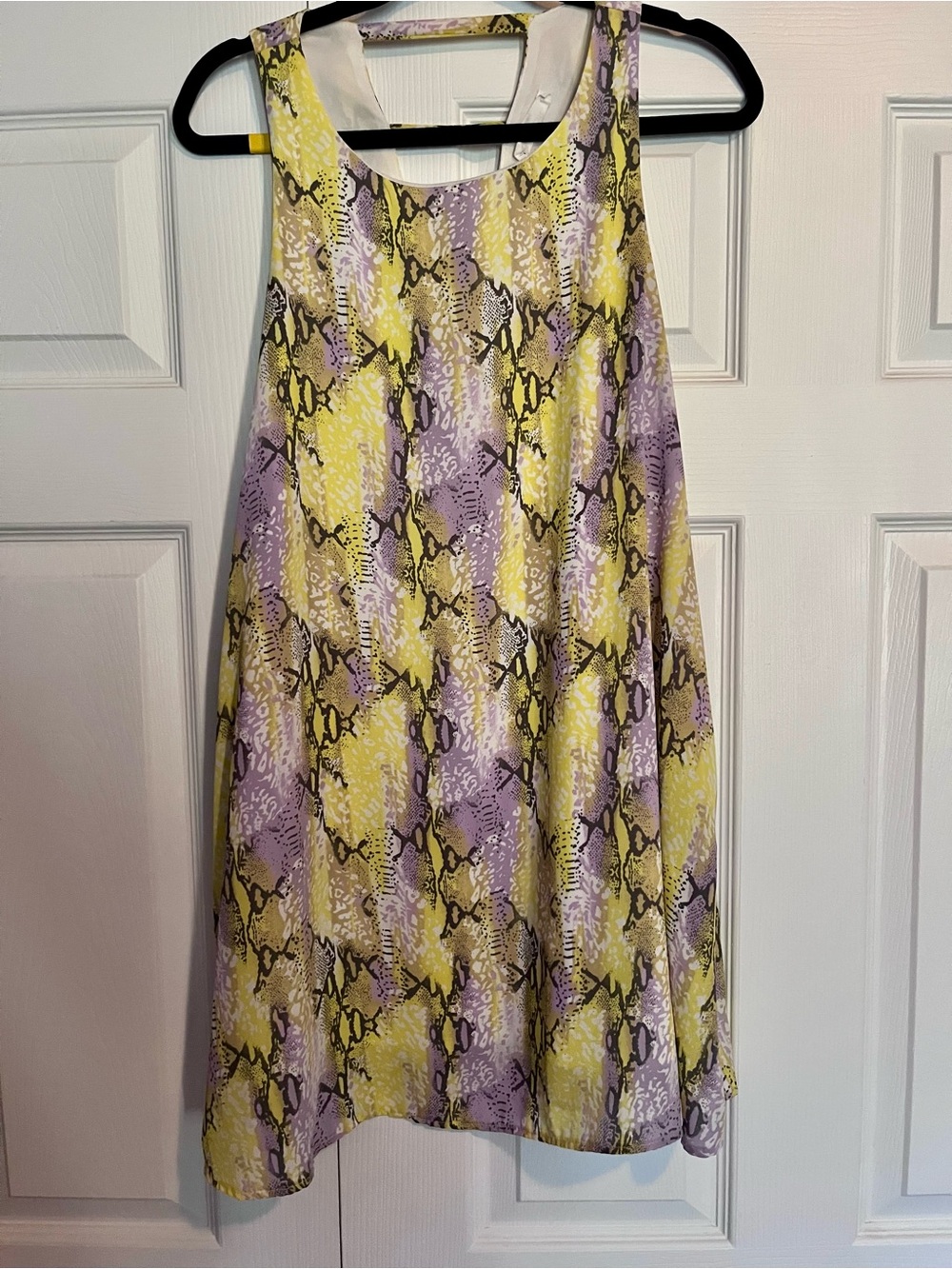 Peach Love California Yellow & Lavender Snake-Print Mini Dress
